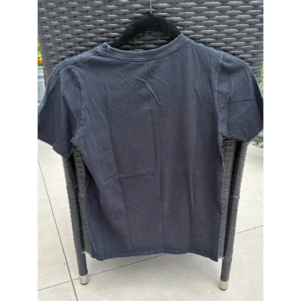 Nike Boys Black Tee with Orange-to-Yellow Stacked Logo- size M